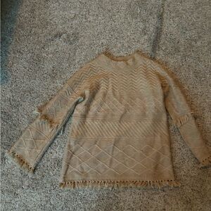 NWOT- mustard color Francesca sweater with fringe